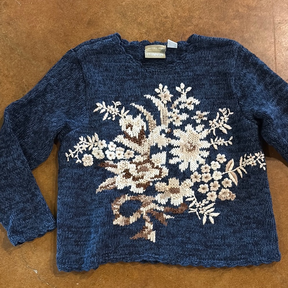Handknit Floral Liz Claiborne Sweater